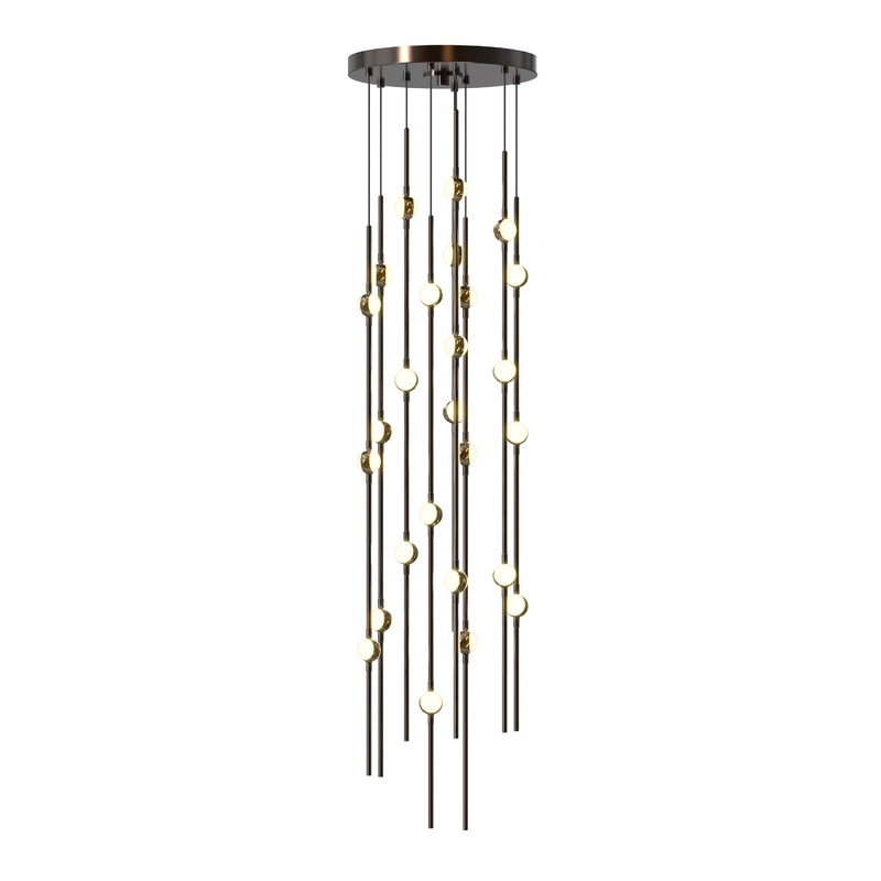 Constellation Andromeda Short 12″ Round LED Pendant Espresso Black with White Optical Acrylic 3000K 10′ Adjustable Cord