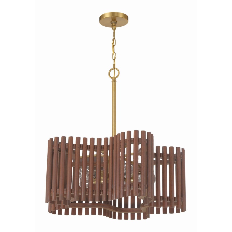 Craftmade 58425-SBWAL Freeform Five Light Chandelier Satin Brass/Walnut