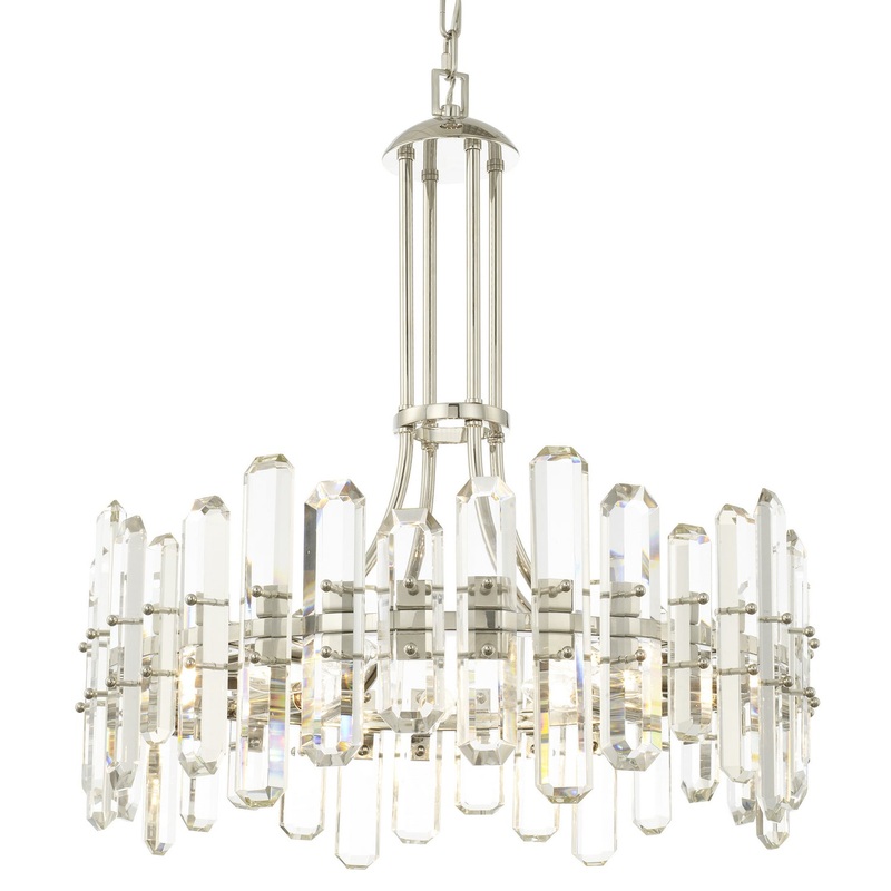 Crystorama BOL-8888-PN Bolton Eight Light Chandelier Polished Nickel