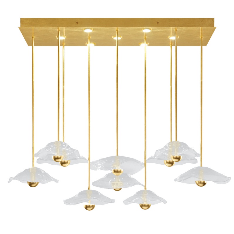 Embark 61.75″W Rectangular Pendant Gold Leaf/Clear