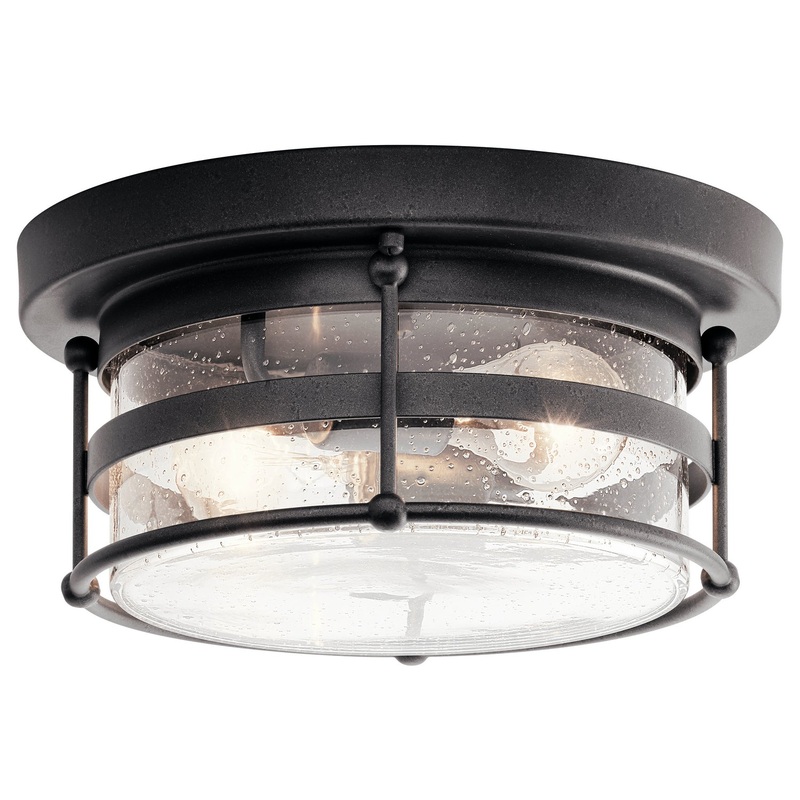 Kichler 49965AVI Two Light Outdoor Ceiling Mount, Anvil Iron