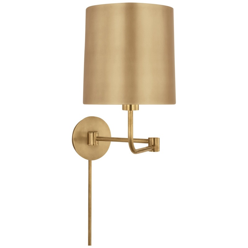 LED Swing Arm Wall Light from the Go Lightly Collection in Soft Brass Finish by Visual Comfort Signature