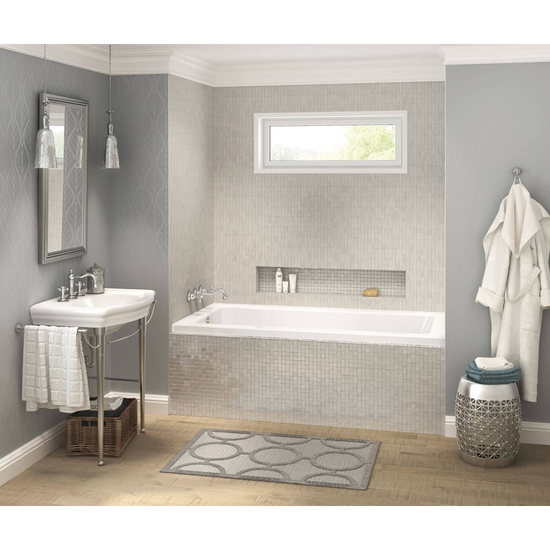 MAAX 106207-L-003-001 Pose 6636 IF Acrylic Alcove Left-Hand Drain Whirlpool Bathtub in White