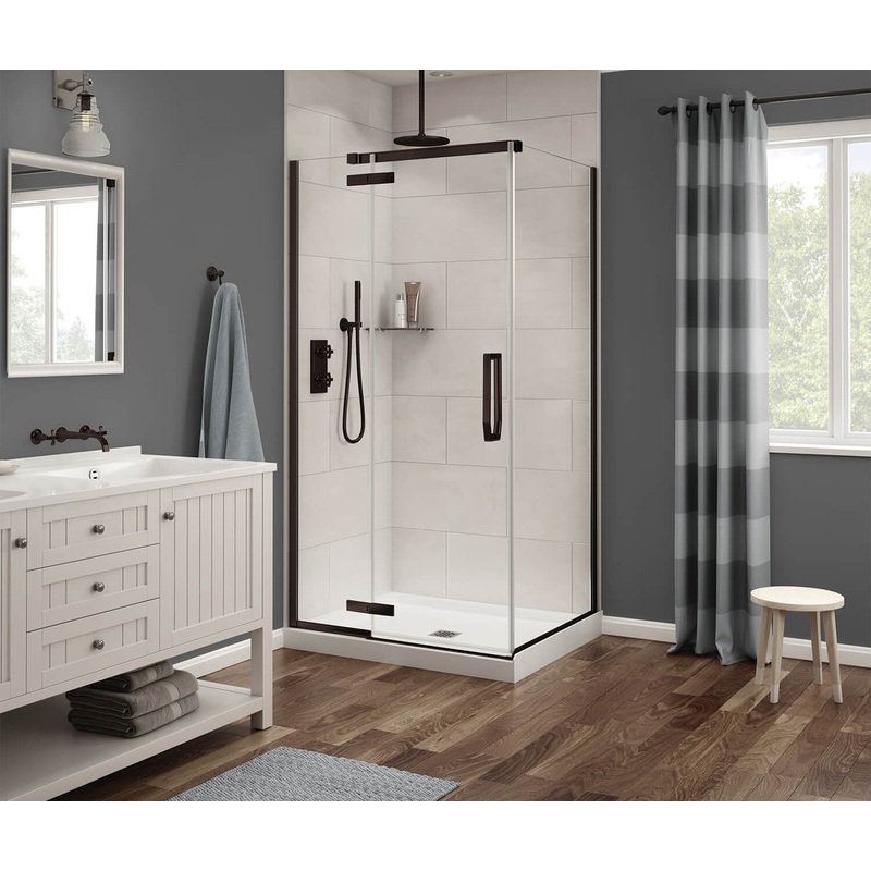 MAAX 136330-900-173-000 Link Rectangular 42 x 34 x 75 in. 8mm Pivot Shower Door for Corner Installation with Clear glass in Dark Bronze