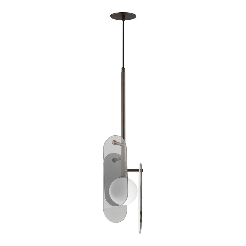 Megalith Cord Hung LED Pendant Brushed Bronze Mirror Smoke Glass