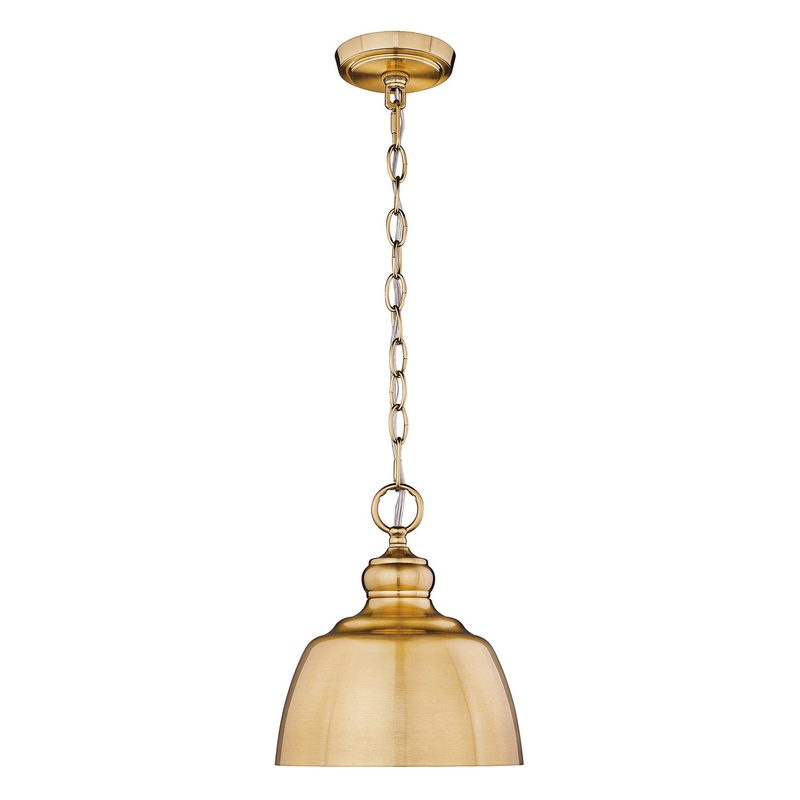 One Light Mini Pendant from the Holmes MBG Collection in Modern Brushed Gold Finish by Golden