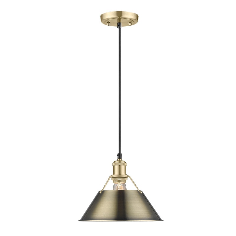One Light Pendant from the Orwell Collection in Brushed Champagne Bronze Finish by Golden