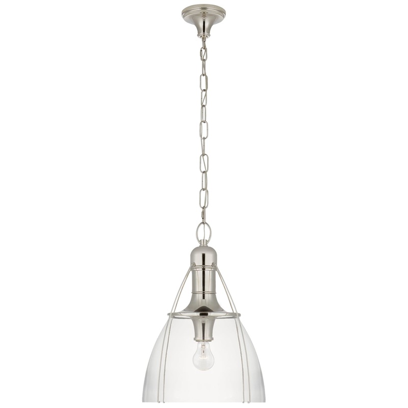 One Light Pendant from the Prestwick Collection in Polished Nickel Finish by Visual Comfort Signature