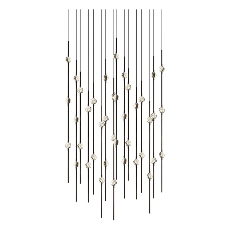 Aries 24″ Square LED Pendant Espresso Black with Clear Faceted Acrylic 3000K 10′ Adjustable Cord