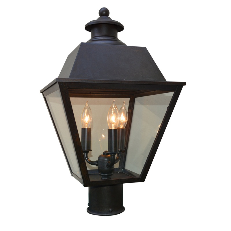 Arroyo INP-10MRCLR-BZ Inverness Three Light Post Mount Bronze