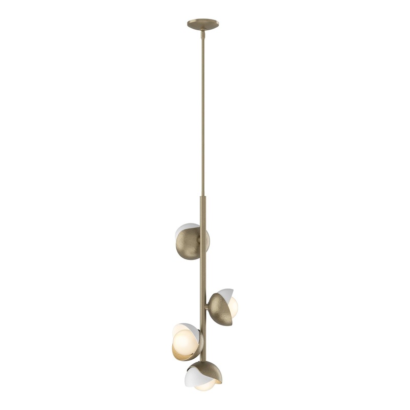 Brooklyn 4-Light Double Shade Vertical Pendant Soft Gold White