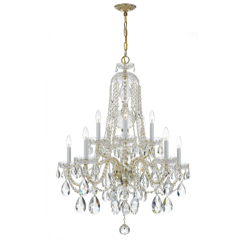 Crystorama 1110-PB-CL-S Traditional Crystal Ten Light Chandelier Polished Brass