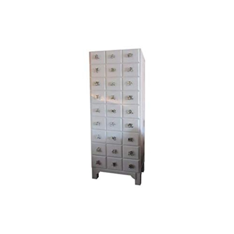 Fine Asianliving Cassettiera Cinese con Caratteri Cinesi Zodiaco Fatti a Mano L53xP34xA177cm