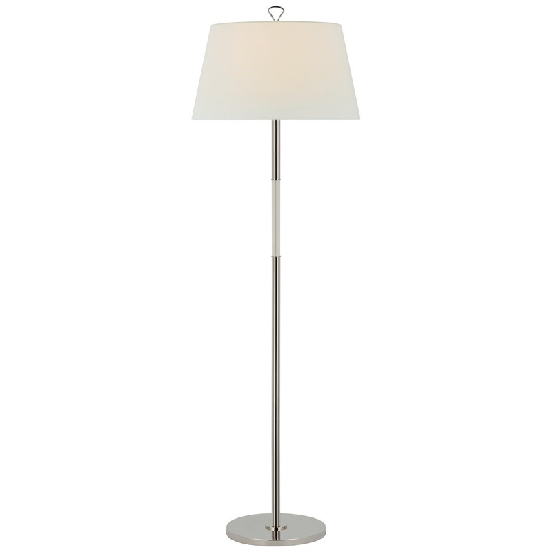 LED Floor Lamp from the Griffin Collection in Polished Nickel And Parchment Leather Finish by Visual Comfort Signature