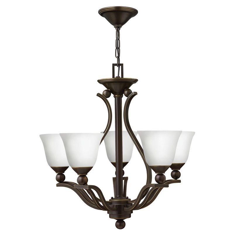 LED Foyer Pendant from the Bolla Collection in Olde Bronze with Opal glass Finish by Hinkley