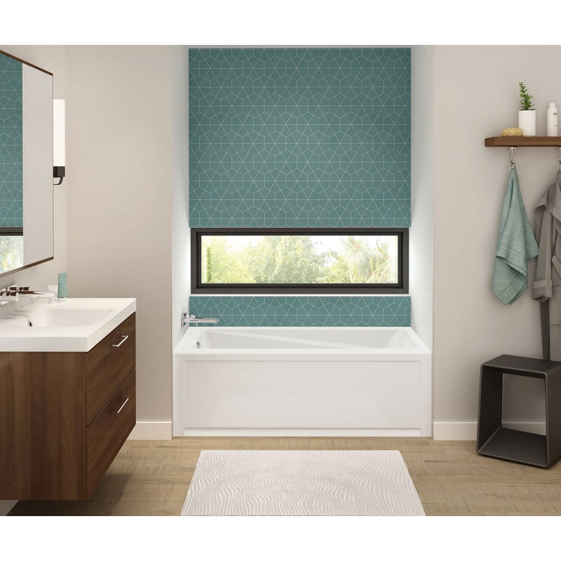 MAAX 106173-003-001-100 Exhibit 6036 IFS AFR Acrylic Alcove Left-Hand Drain Whirlpool Bathtub in White