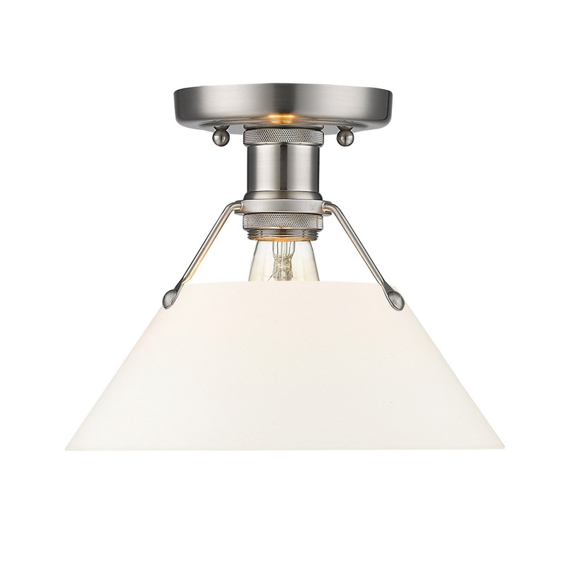 One Light Flush Mount from the Orwell Collection in Pewter Finish by Golden