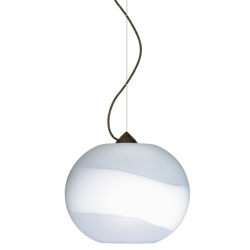 One Light Pendant from the Luna Collection in Bronze Finish by Besa