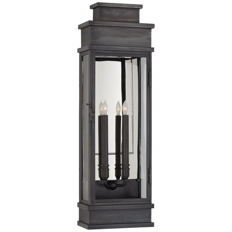 Two Light Wall Lantern from the Linear Lantern Collection in Bronze Finish by Visual Comfort Signature