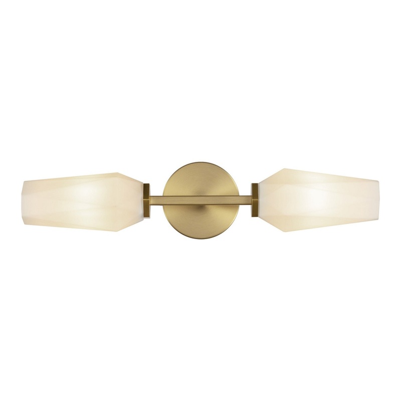 Two Light Wall Vanity from the Krysta Collection in Brushed Gold/Opal Glass Finish by Alora