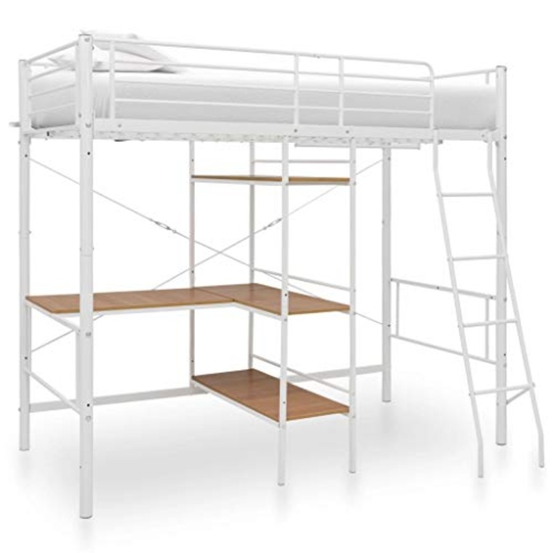 BIGTO – Struttura per letto a castello con struttura in metallo, per camera da letto, 90 x 200 cm, colore: Bianco