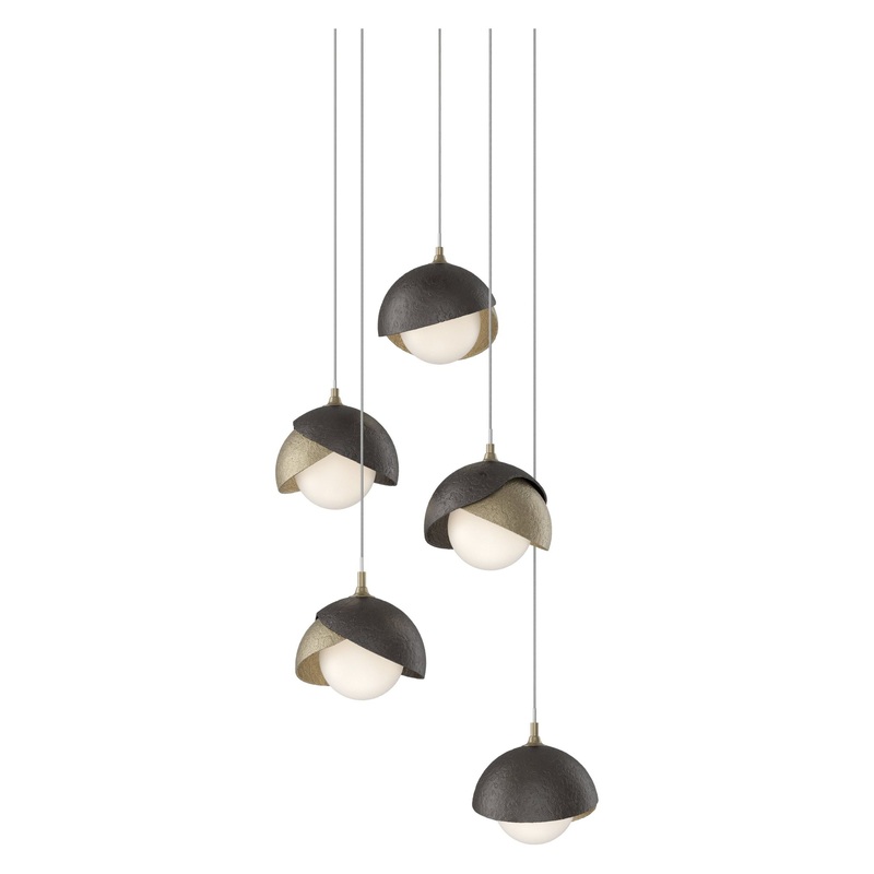 Brooklyn 5-Light Double Shade Pendant Soft Gold Oil Rubbed Bronze