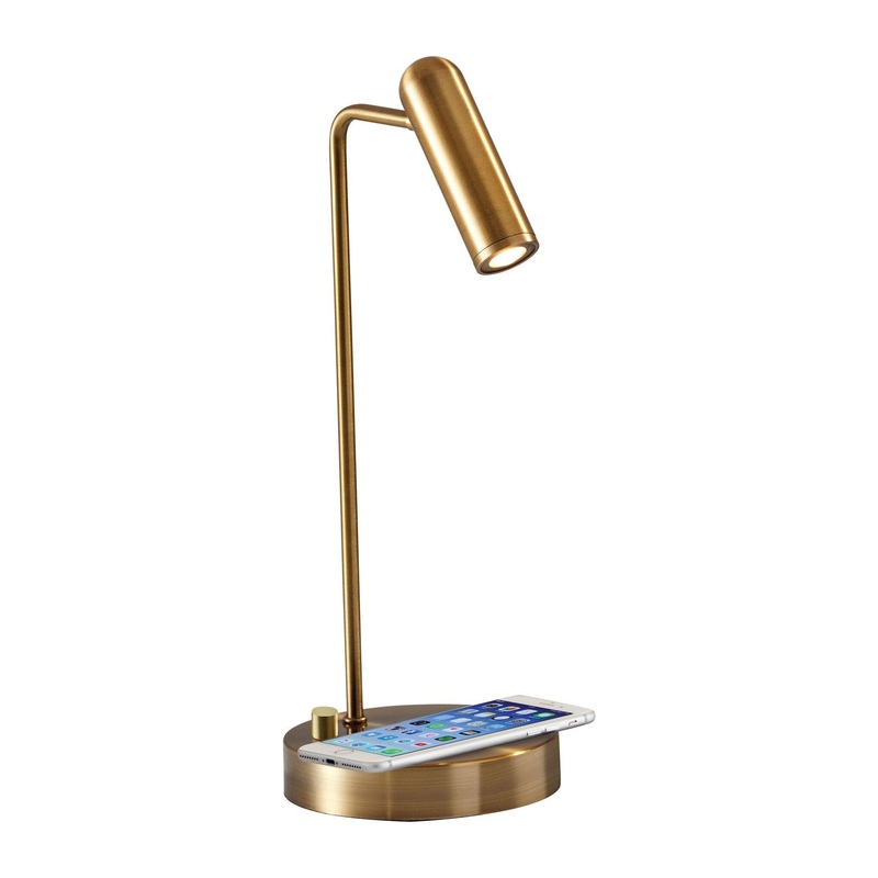 Kaye AdessoCharge LED Desk Lamp Antique Brass