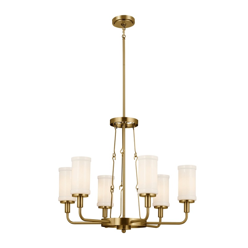 Kichler 52451NBR Six Light Chandelier, Natural Brass