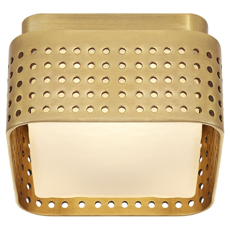 LED Flush Mount from the Precision Collection in Antique-Burnished Brass Finish by Visual Comfort Signature