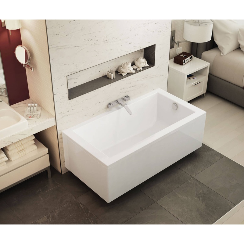 MAAX 410012-000-001-105 ModulR 6032 (Without Armrests) Acrylic Wall Mounted Right-Hand Drain Bathtub in White