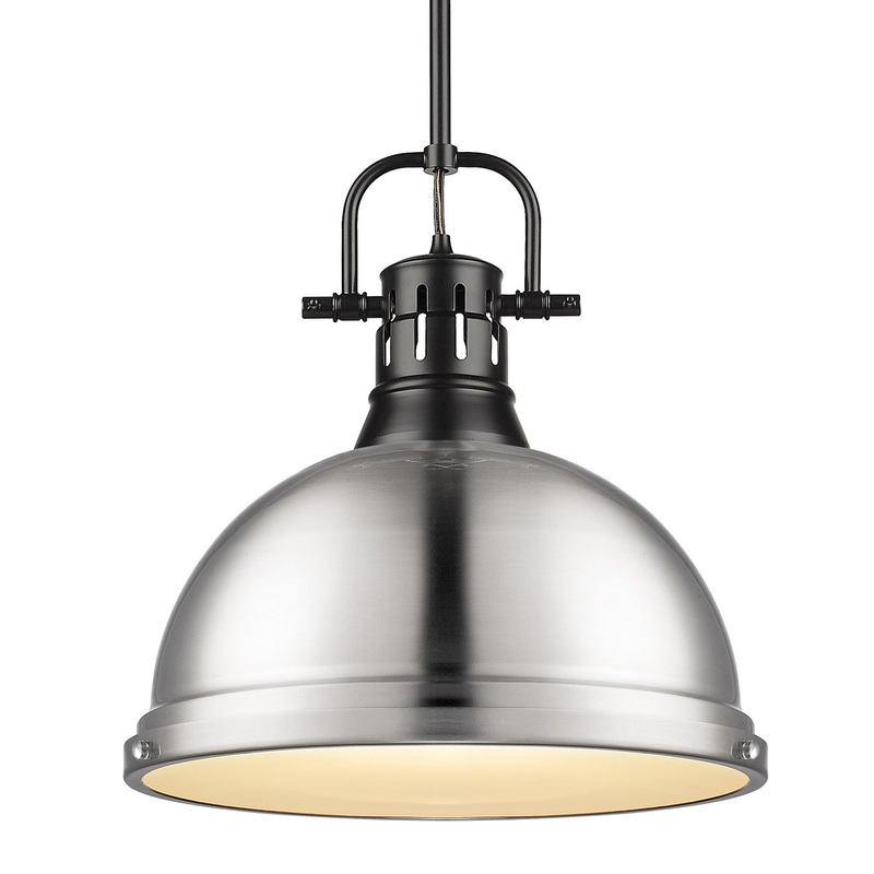 One Light Pendant from the Duncan Collection in Matte Black Finish by Golden