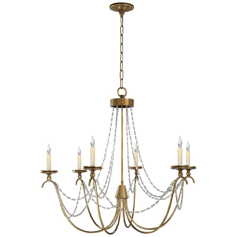 Six Light Chandelier from the Marigot Collection in Antique-Burnished Brass Finish by Visual Comfort Signature
