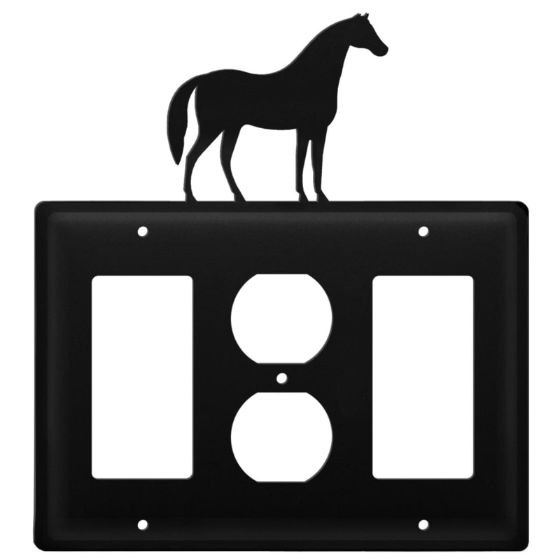 Village Wrought Iron EGOG-68 Triple Horse Single GFI Outlet and GFI Cover CUSTOM Product