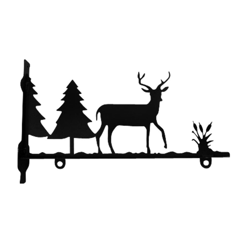 Village Wrought Iron SGB-203-36 Deer and Pines Sign Bracket 36 Inch