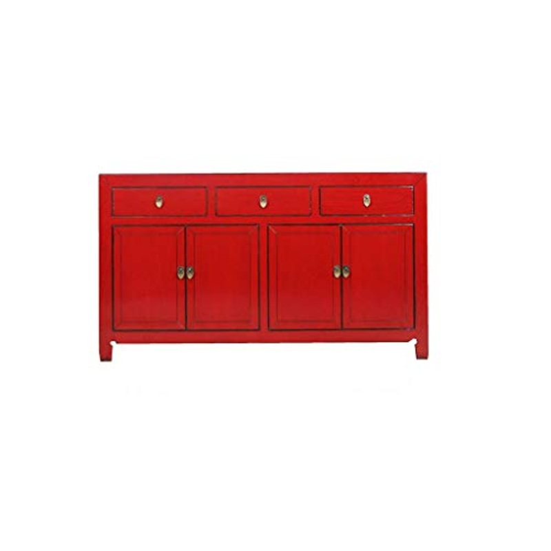 Yajutang – Cassettiera cinese con 4 ante e 3 cassetti, colore: Rosso