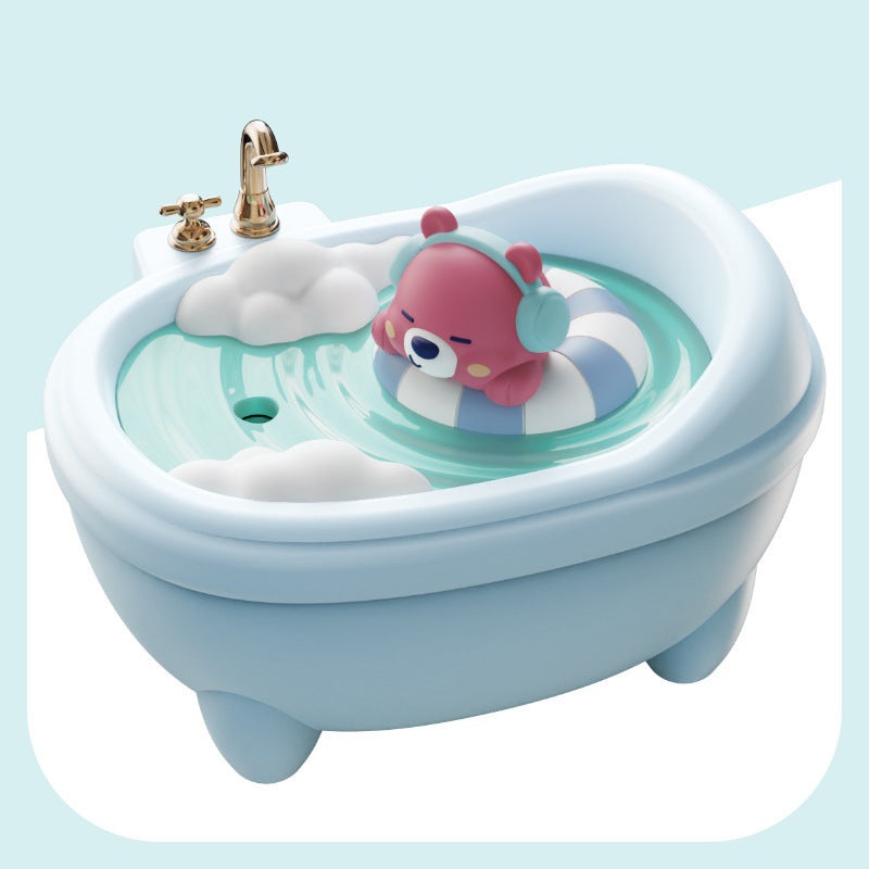 Adorable Bathtub Humidifier with Colorful Night Light – USB-C, 340ml, Auto Shut-Off(Blue Bear)