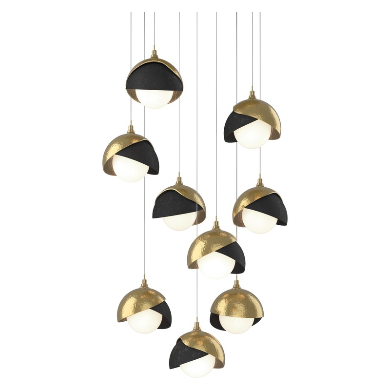 Brooklyn 9-Light Double Shade Pendant Modern Brass Black