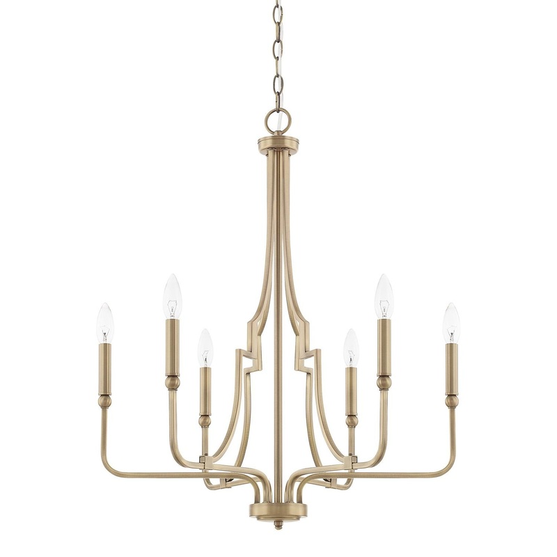Capital Lighting 419361AD Dawson 6 Light Chandelier Aged Brass