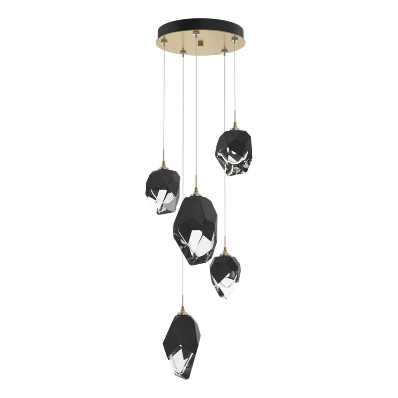 Chrysalis 5-Light Mixed Crystal Pendant Modern Brass Black Crystal (BP)