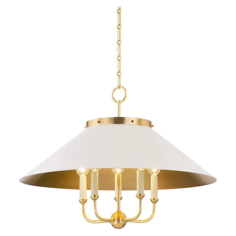 Clivedon 5-Light Chandelier Aged Brass/Off White