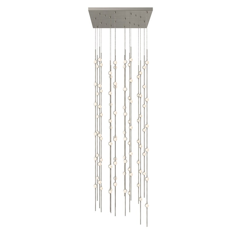 Constellation Andromeda 24″ Square LED Pendant Satin Nickel with Clear Faceted Acrylic 3000K 20′ Adjustable Cord