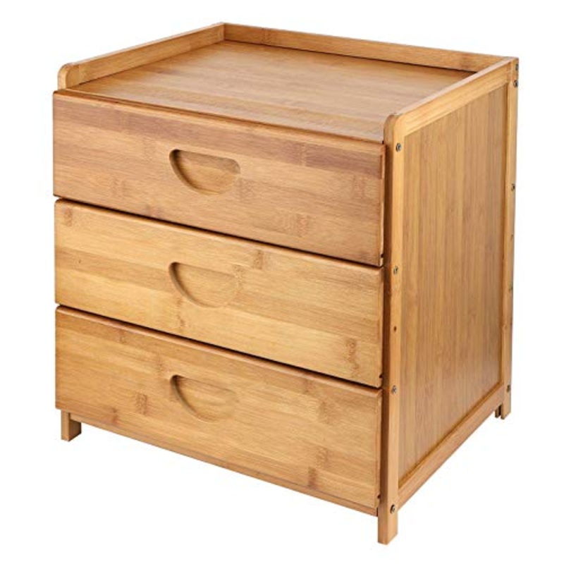 FGDSA Comodino in bamb Comodino Comodino Camera da Letto Ripostiglio Divano Tavolino Organizzatore di Mobili con 3 Cassetti