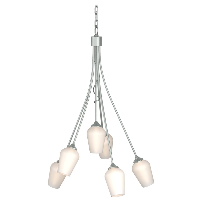 Flora 6-Arm Chandelier Vintage Platinum Opal Glass (GG)