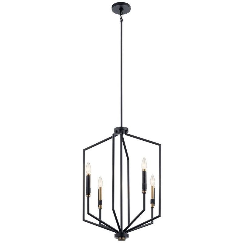 Kichler 52351BK Four Light Foyer Pendant, Black