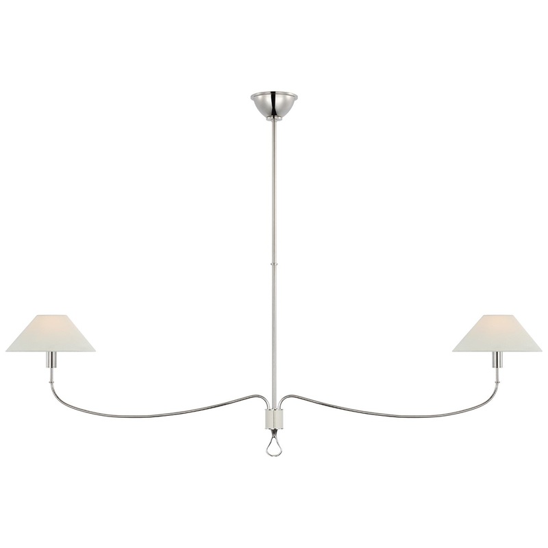 LED Chandelier from the Griffin Collection in Polished Nickel And Parchment Leather Finish by Visual Comfort Signature