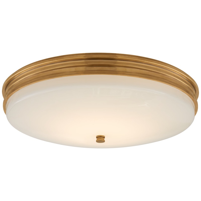 LED Flush Mount from the Launceton Collection in Antique-Burnished Brass Finish by Visual Comfort Signature