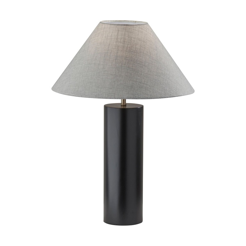 Martin Table Lamp Black Poplar Wood with Antique Brass Accent
