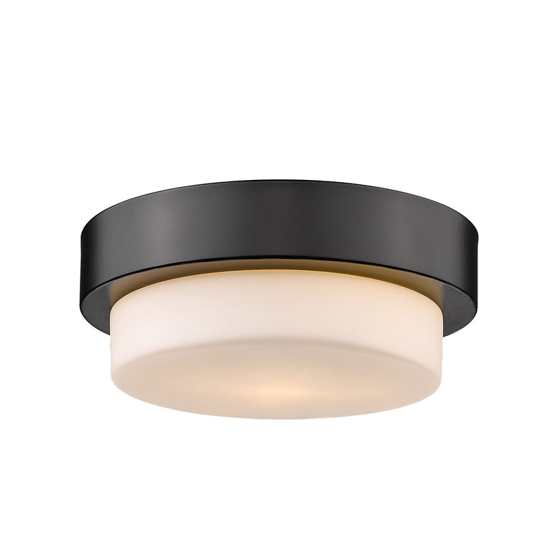 Multi-Family 9″ Flush Mount in Matte Black with Opal Glass