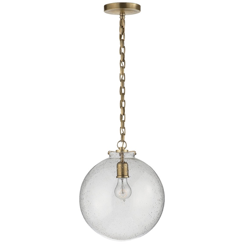 One Light Pendant from the Katie Globe Collection in Hand-Rubbed Antique Brass Finish by Visual Comfort Signature