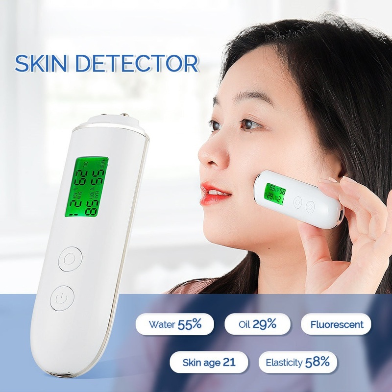 Smart Skin Analyzer with Multi-Function Detection – Measures Hydration, Oil, Elasticity, Skin Age & Fluorescent Agent Test(White)